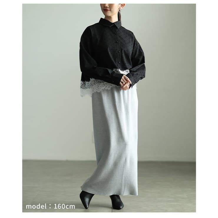 クラシカルに映えるフロッキードット裾レースシャツ レディース トップス | Sawa a la mode | 詳細画像13 