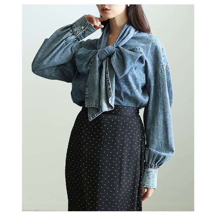 甘さを結ぶボリュームリボンデニムシャツ レディース トップス | Sawa a la mode | 詳細画像4 