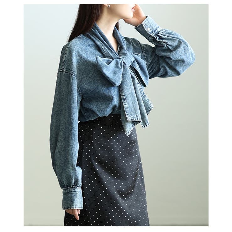 甘さを結ぶボリュームリボンデニムシャツ レディース トップス | Sawa a la mode | 詳細画像8 