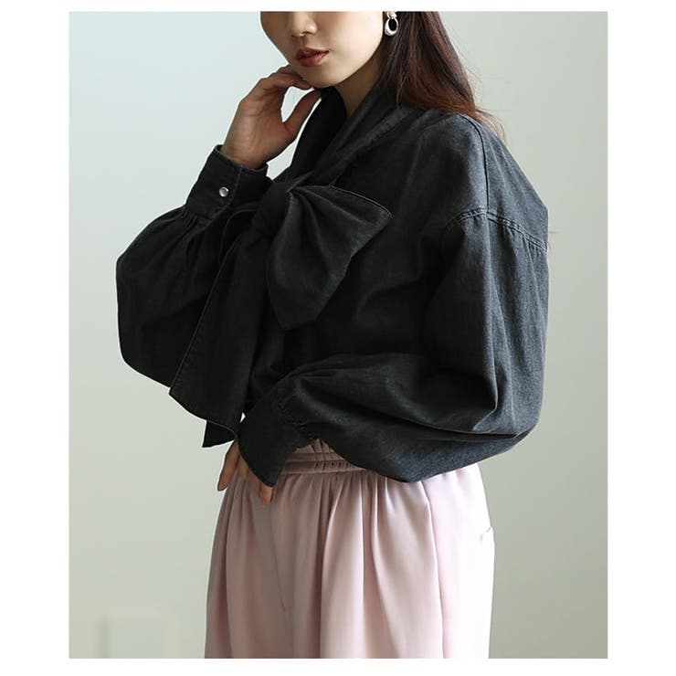甘さを結ぶボリュームリボンデニムシャツ レディース トップス | Sawa a la mode | 詳細画像19 