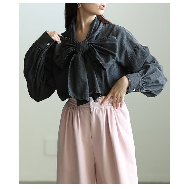 甘さを結ぶボリュームリボンデニムシャツ レディース トップス | Sawa a la mode | 詳細画像21 