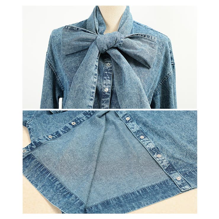 甘さを結ぶボリュームリボンデニムシャツ レディース トップス | Sawa a la mode | 詳細画像23 
