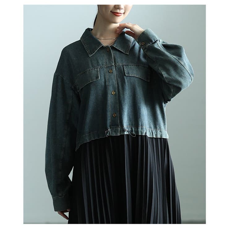 お洒落に決まるデニムドッキングプリーツワンピース レディース ワンピース | Sawa a la mode | 詳細画像4 