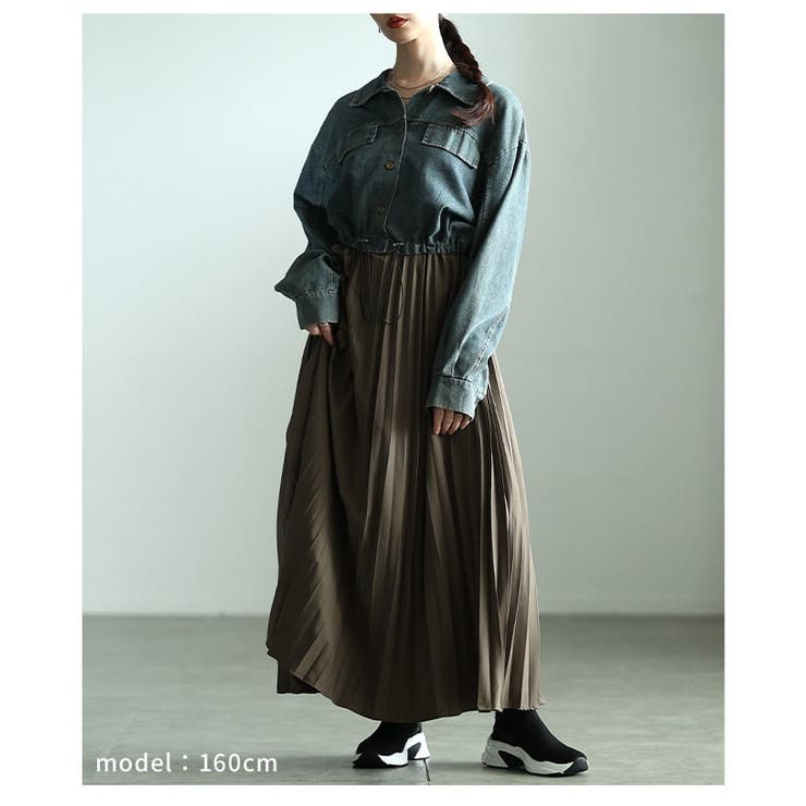 お洒落に決まるデニムドッキングプリーツワンピース レディース ワンピース | Sawa a la mode | 詳細画像13 