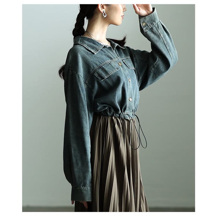 お洒落に決まるデニムドッキングプリーツワンピース レディース ワンピース | Sawa a la mode | 詳細画像15 