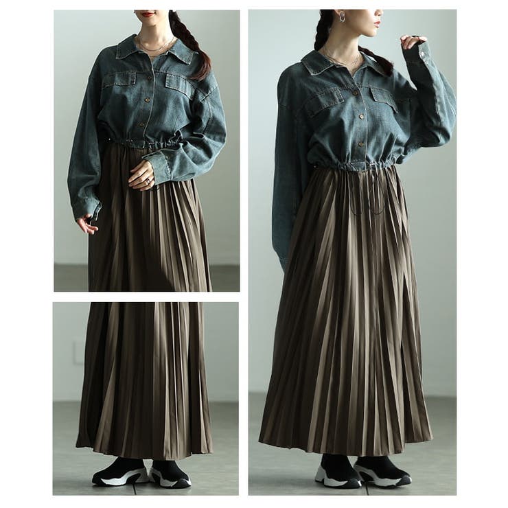 お洒落に決まるデニムドッキングプリーツワンピース レディース ワンピース | Sawa a la mode | 詳細画像17 