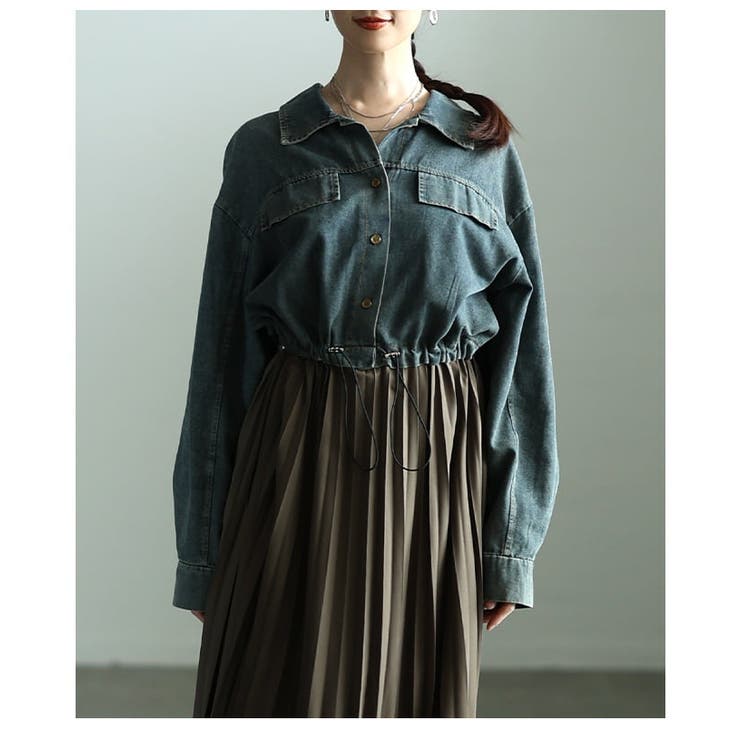 お洒落に決まるデニムドッキングプリーツワンピース レディース ワンピース | Sawa a la mode | 詳細画像22 