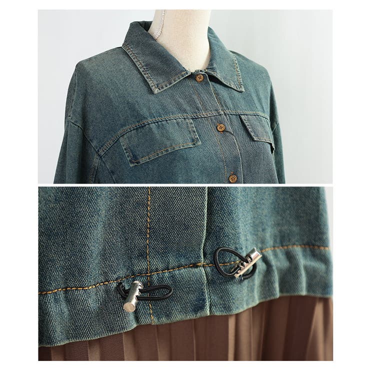 お洒落に決まるデニムドッキングプリーツワンピース レディース ワンピース | Sawa a la mode | 詳細画像23 