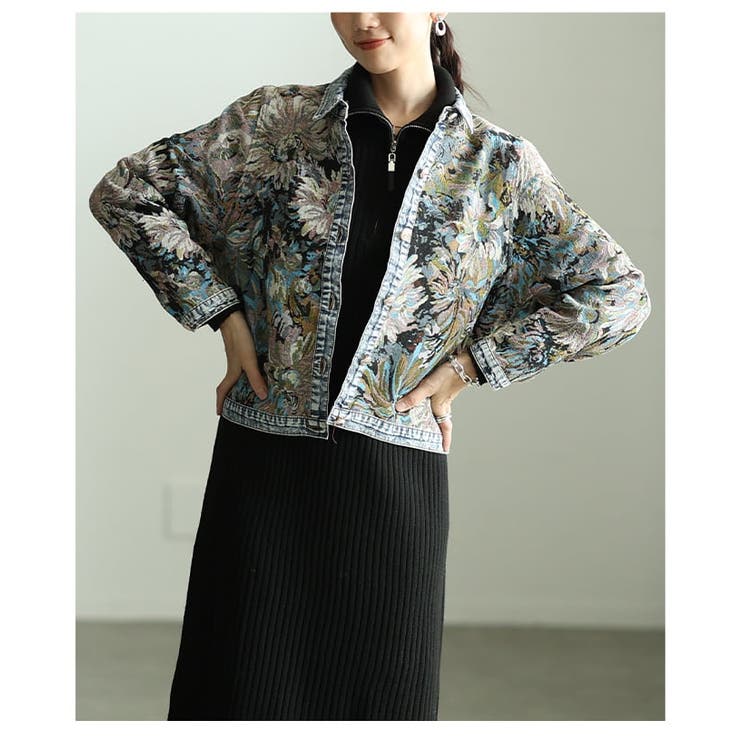 羽織って華やぐフラワージャガードデニムジャケット レディース アウター | Sawa a la mode | 詳細画像19 