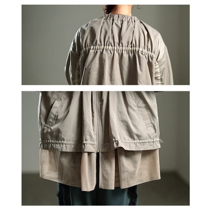 甘さを添えるチュール切り替えノーカラーブルゾン レディース アウター | Sawa a la mode | 詳細画像5 