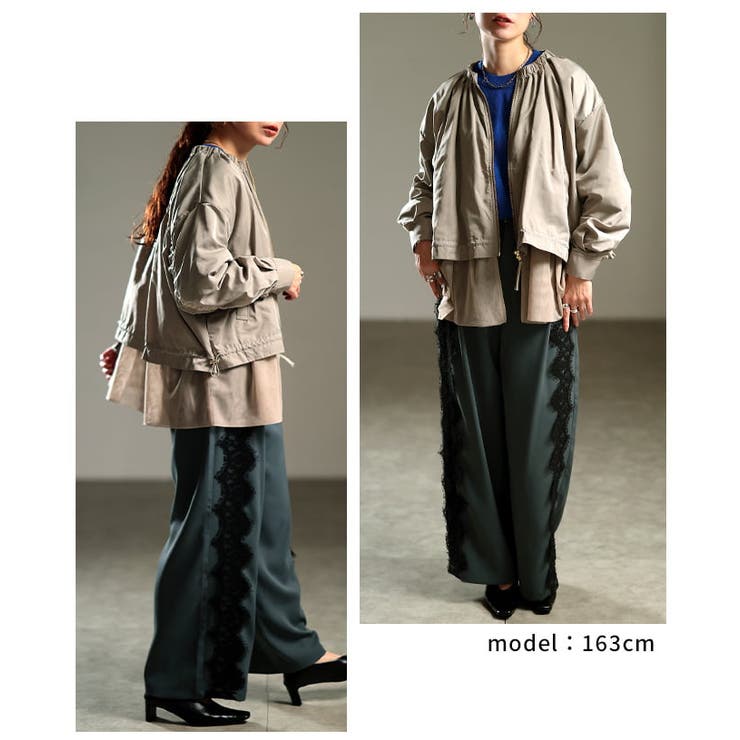 甘さを添えるチュール切り替えノーカラーブルゾン レディース アウター | Sawa a la mode | 詳細画像10 