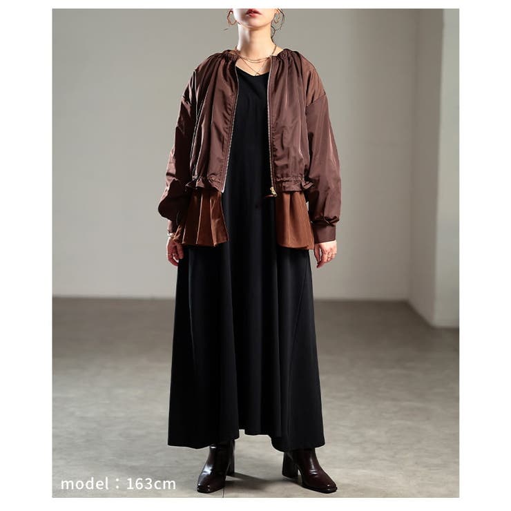 甘さを添えるチュール切り替えノーカラーブルゾン レディース アウター | Sawa a la mode | 詳細画像13 