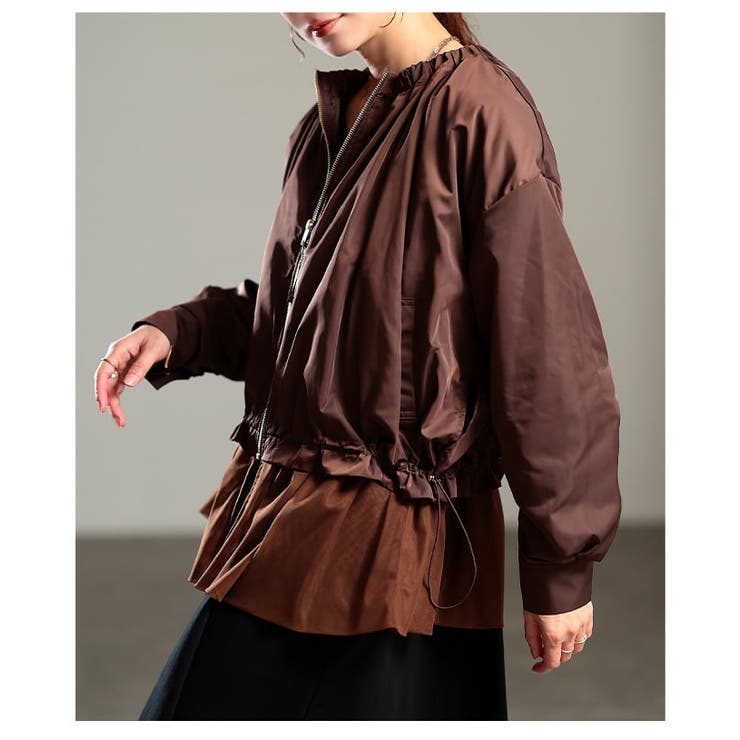 甘さを添えるチュール切り替えノーカラーブルゾン レディース アウター | Sawa a la mode | 詳細画像19 