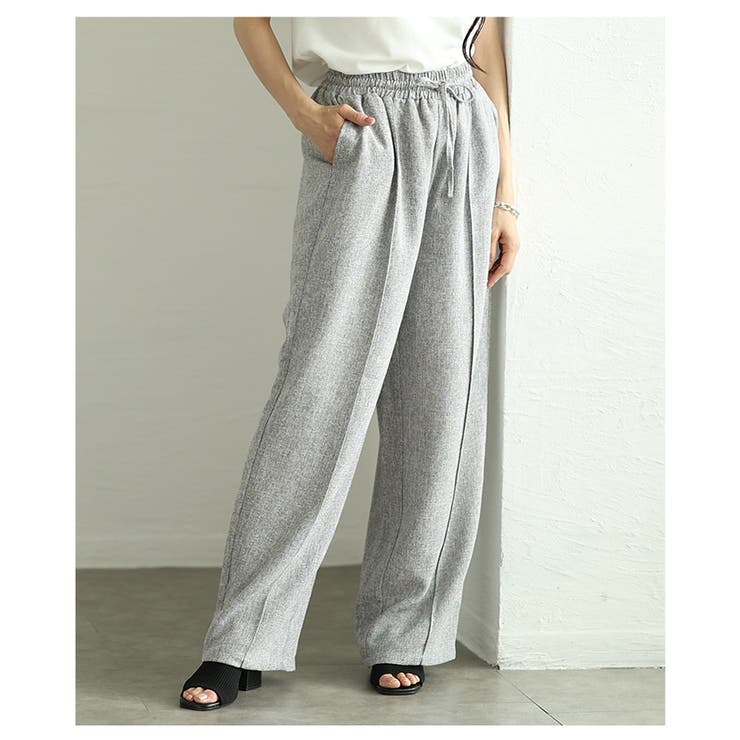 グレー | 落ち感のある上品シルエットのミックスツイードピンタックパンツ レディース ファッ… | Sawa a la mode