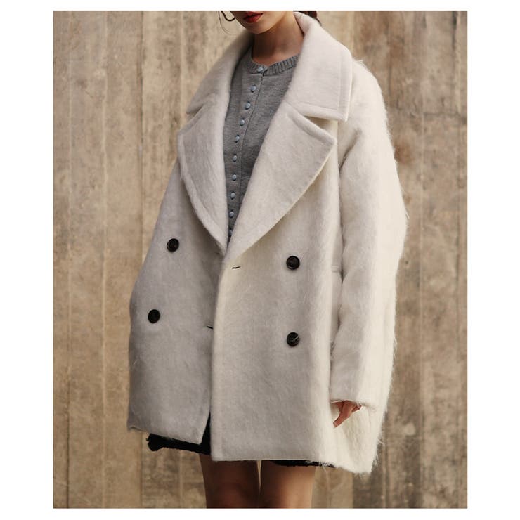 オフホワイト | シーズンムード高まるコクーンシルエットシャギーコート レディース ファッション | Sawa a la mode