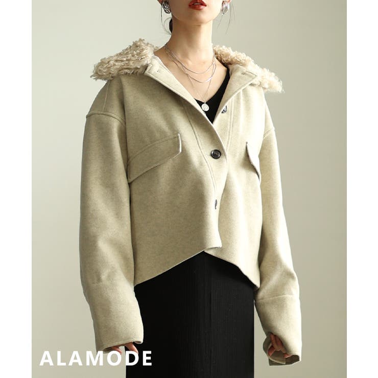 アイボリー | おしゃれで暖かボアカラージャケット アウター レディース | Sawa a la mode