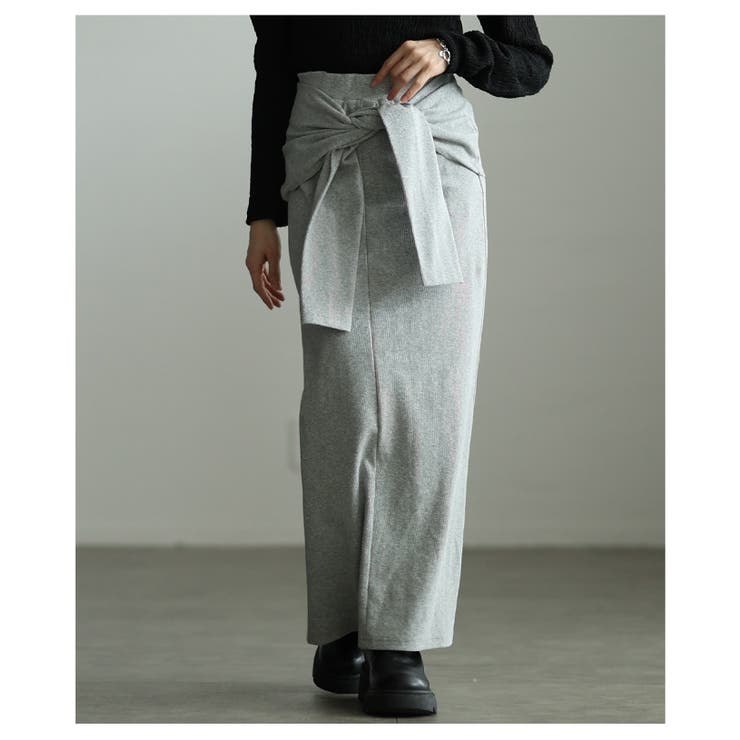 杢グレー | お洒落好き必見！一体スリーブ腰巻風カットリブナロースカート レディース ファッシ… | Sawa a la mode
