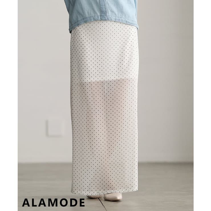 オフホワイト | 透け感で魅せるシアードットロングスカート レディース スカート | Sawa a la mode