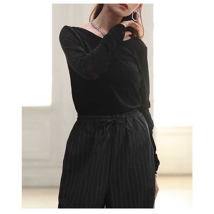 ブラック | 後ろ姿で差をつけるシアーベロアバックオープンプルオーバー レディース ファッション | Sawa a la mode