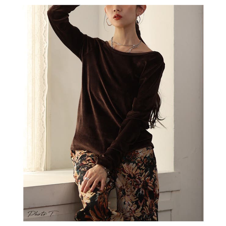 ブラウン | 後ろ姿で差をつけるシアーベロアバックオープンプルオーバー レディース ファッション | Sawa a la mode