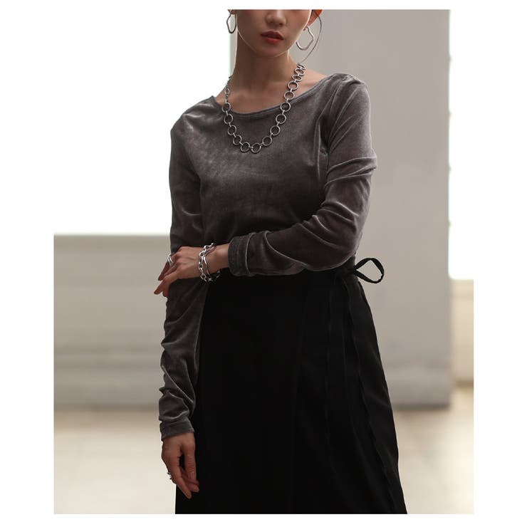 グレー | 後ろ姿で差をつけるシアーベロアバックオープンプルオーバー レディース ファッション | Sawa a la mode