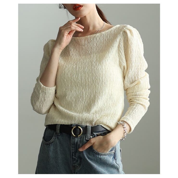 イエロー | 綺麗見えに彩る立体シャーリングショルダータックカットソー レディース ファッショ… | Sawa a la mode