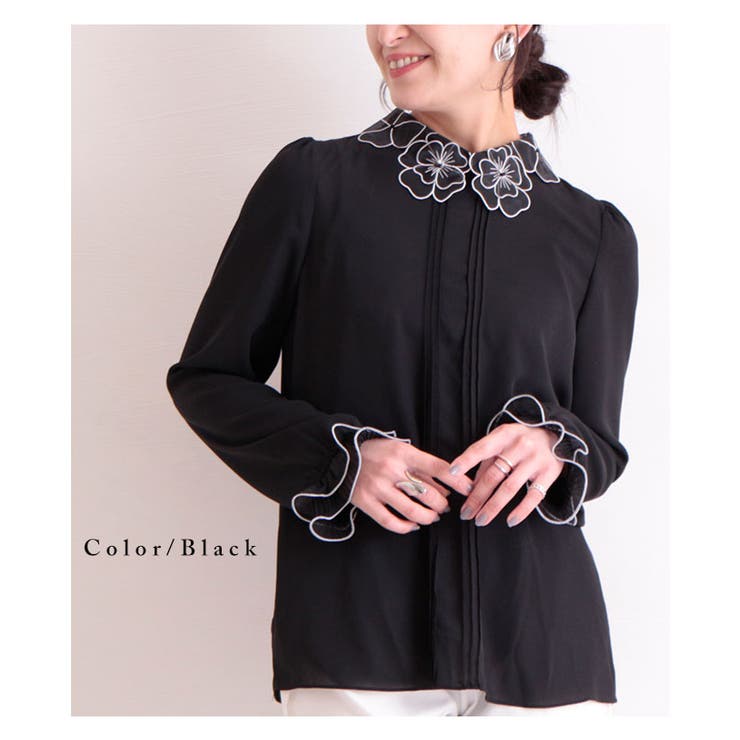 ビジュー煌めくお花襟とフリル袖のブラウス レディース ファッション 品番 Slmw Sawa A La Mode サワアラモード のレディースファッション通販 Shoplist ショップリスト