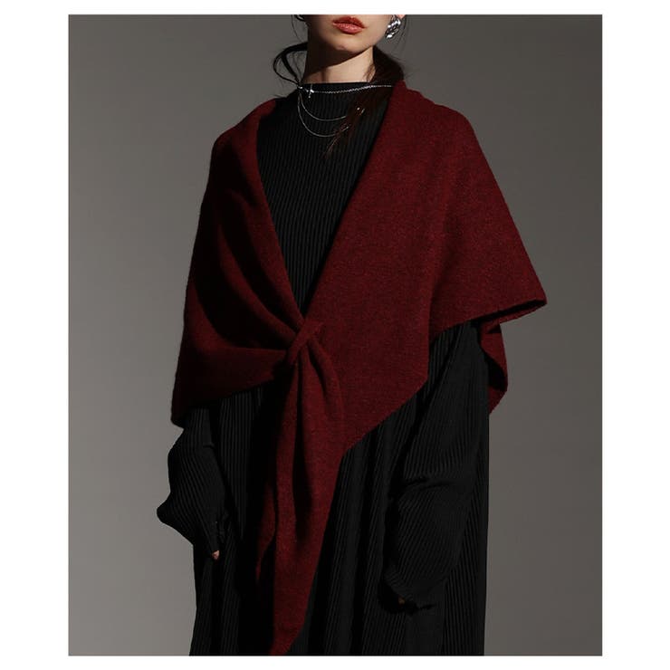 レッド | ズレ落ちない！リングホール付きトライアングルニットストール レディース ファッシ… | Sawa a la mode