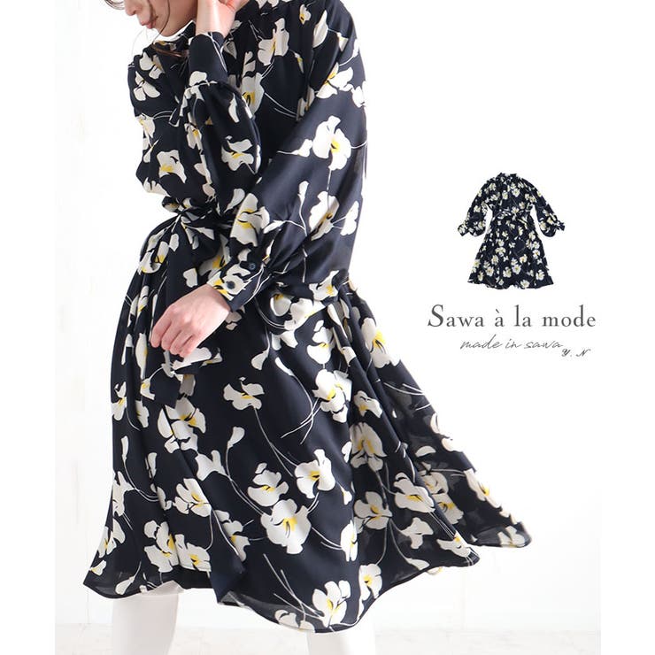 ふんわりパフスリーブのレトロな花柄シフォンワンピース レディース ファッション 品番 Slmw Sawa A La Mode サワアラモード のレディースファッション通販 Shoplist ショップリスト