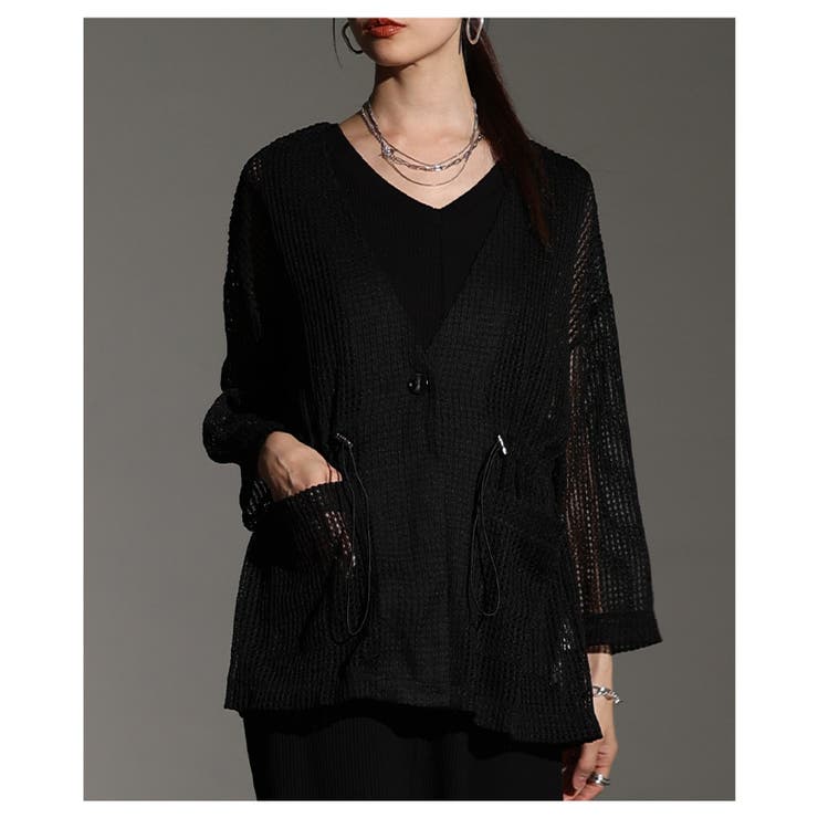 ブラック | 軽やかにこなれ見えするメッシュドロストジャケット レディース ファッション | Sawa a la mode