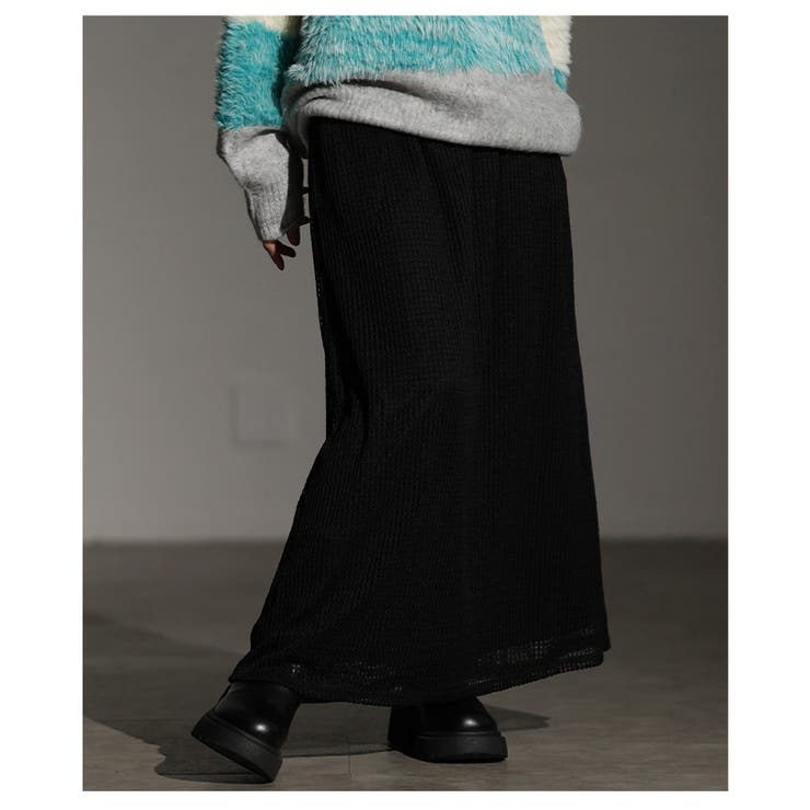 ブラック | 軽やかにすらり穿けるメッシュストレートロングスカート レディース ファッション | Sawa a la mode