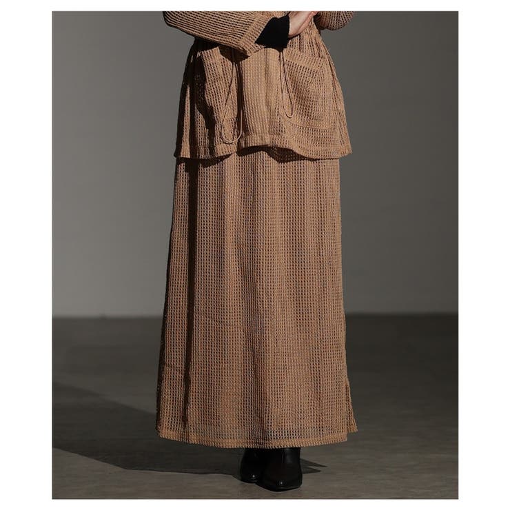ブラウン | 軽やかにすらり穿けるメッシュストレートロングスカート レディース ファッション | Sawa a la mode