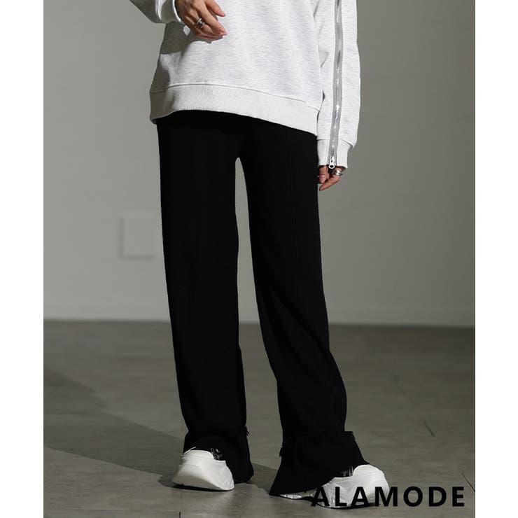 ブラック | 使える万能ニットワイドパンツ レディース ボトムス | Sawa a la mode