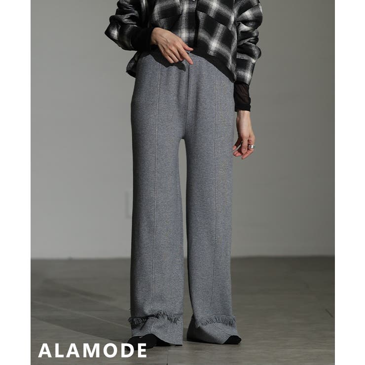 グレー | 使える万能ニットワイドパンツ レディース ボトムス | Sawa a la mode