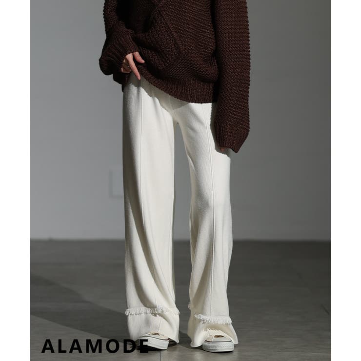 アイボリー | 使える万能ニットワイドパンツ レディース ボトムス | Sawa a la mode