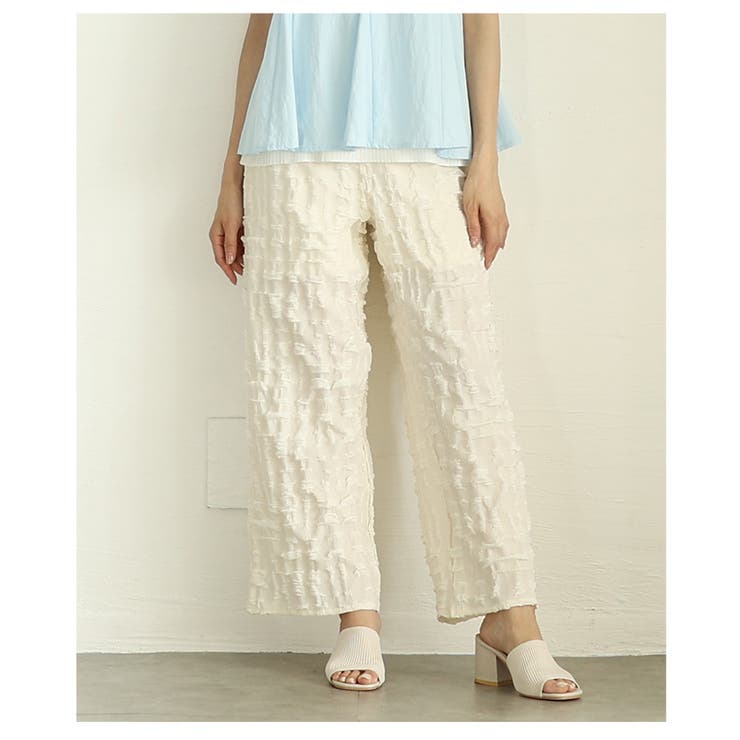 アイボリー | ラフに見せないきれい見えジャガードセミワイドパンツ レディース ファッション | Sawa a la mode