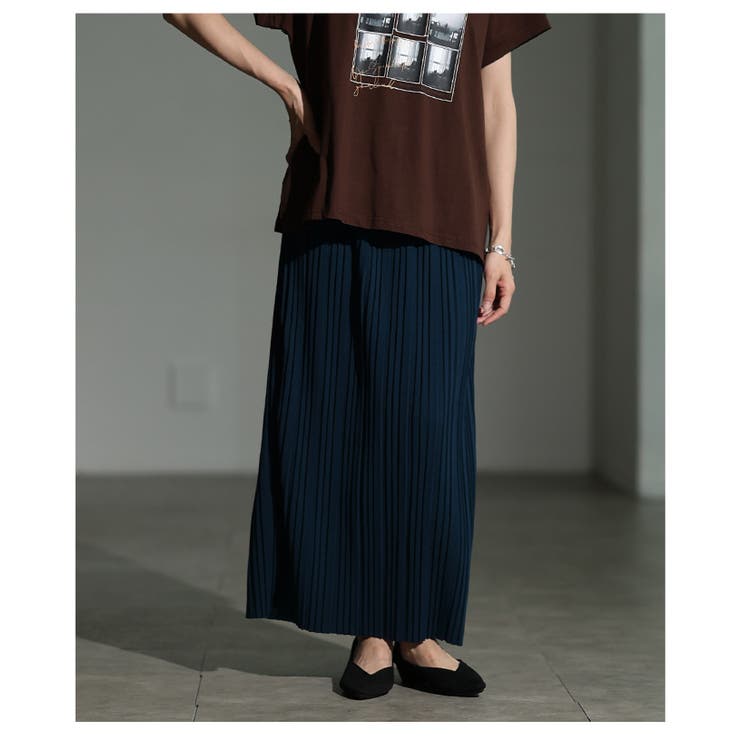 グリーン | 自分好みの丈感で着こなせるプリーツリブタイトスカート レディース ファッション | Sawa a la mode