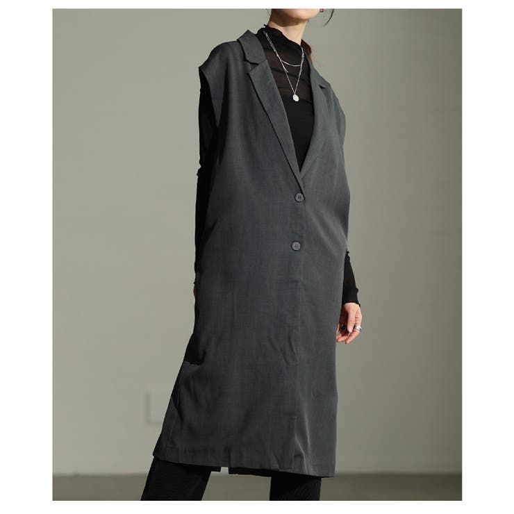 グレー | 纏うだけで洗練さ引き立つロングジレジャケット レディース ファッション | Sawa a la mode