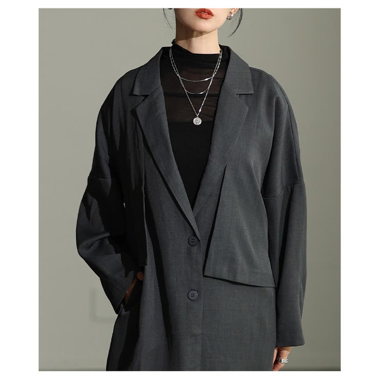 グレー | バランス美人を纏うノーカラーショートジャケット レディース ファッション | Sawa a la mode