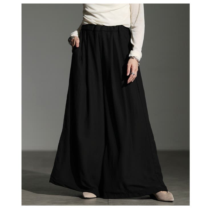 ブラック | 足下をドラマティックにするワイドシアーパンツ レディース ファッション | Sawa a la mode