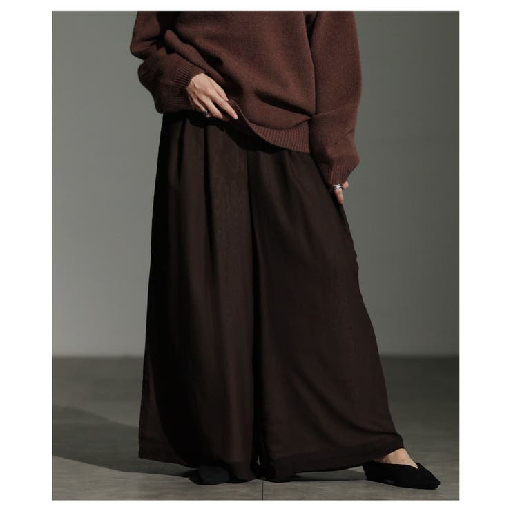 ブラウン | 足下をドラマティックにするワイドシアーパンツ レディース ファッション | Sawa a la mode