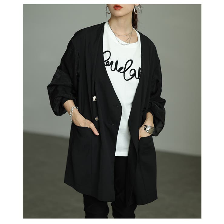 ブラック | 「究極の掛け算」異素材ミックスジャケット レディース ファッション | Sawa a la mode