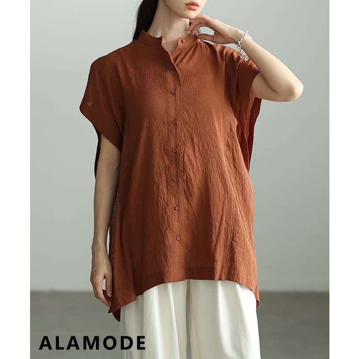 ブラウン | すっきり映えるスクエアシルエットシアーブラウス レディース トップス | Sawa a la mode
