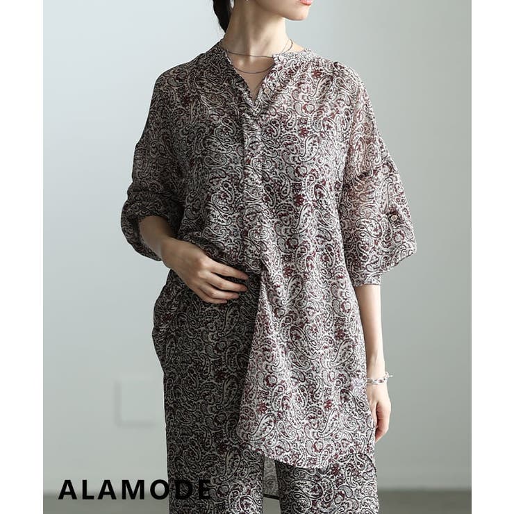ブラウン | 纏うだけで映えるペイズリー柄シアーオーバーシャツ レディース トップス | Sawa a la mode