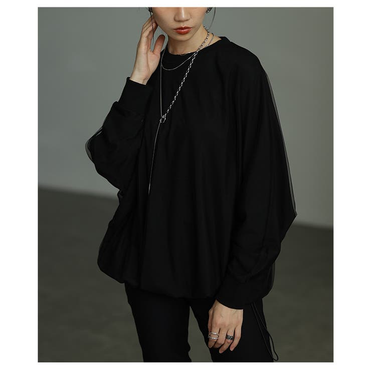 ブラック | 大人の抜け感を楽しむオーガンジードッキングプルオーバー レディース ファッション | Sawa a la mode