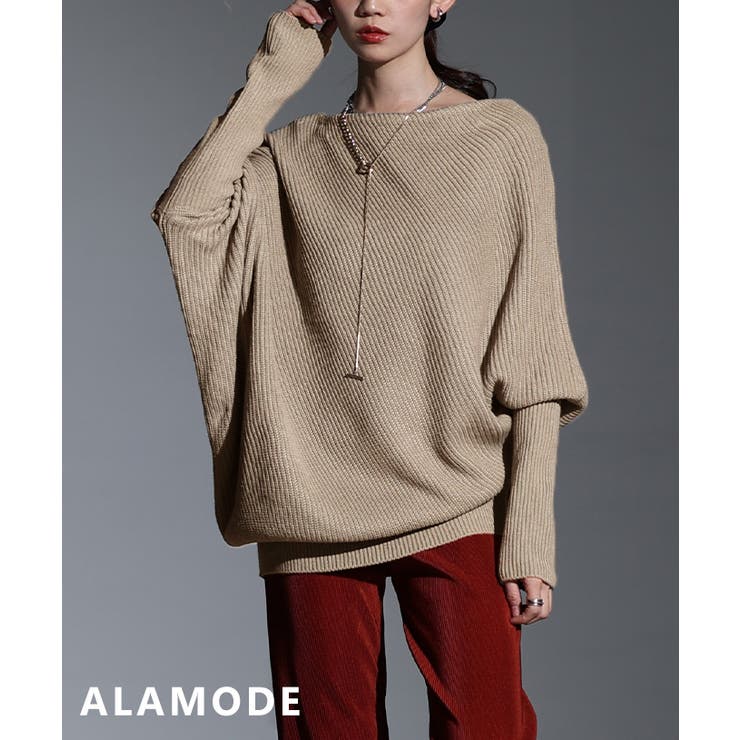 グレー | 大人の余裕を纏うアシンメトリードルマンニットチュニック レディース トップス | Sawa a la mode