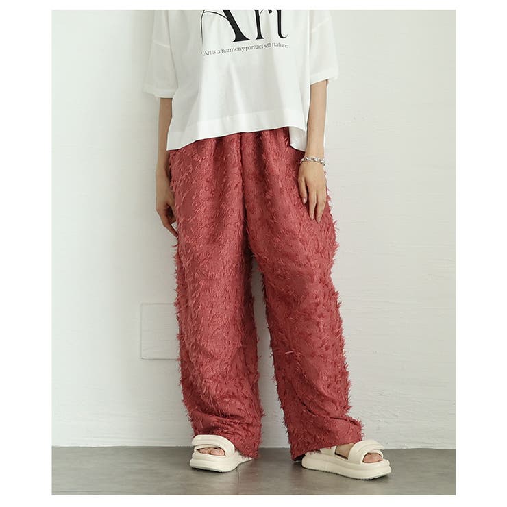 ピンク | 大人エレガンス×リラクシーで魅了するフリンジジャガードタックパンツ レディース … | Sawa a la mode