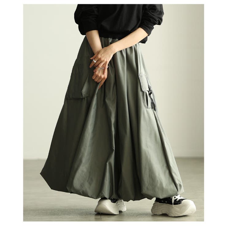グレー | 甘さ控えめな大人のミリタリーバルーンスカート レディース ファッション | Sawa a la mode