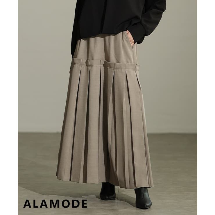 グレージュ | 大人の品格漂うプリーツ切替ロングスカート レディース ボトムス | Sawa a la mode