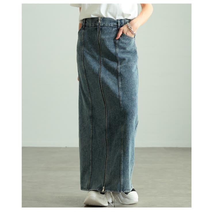 ブルー | ヴィンテージ感漂うウォッシュ加工ラップデニムナロースカート レディース ファッシ… | Sawa a la mode